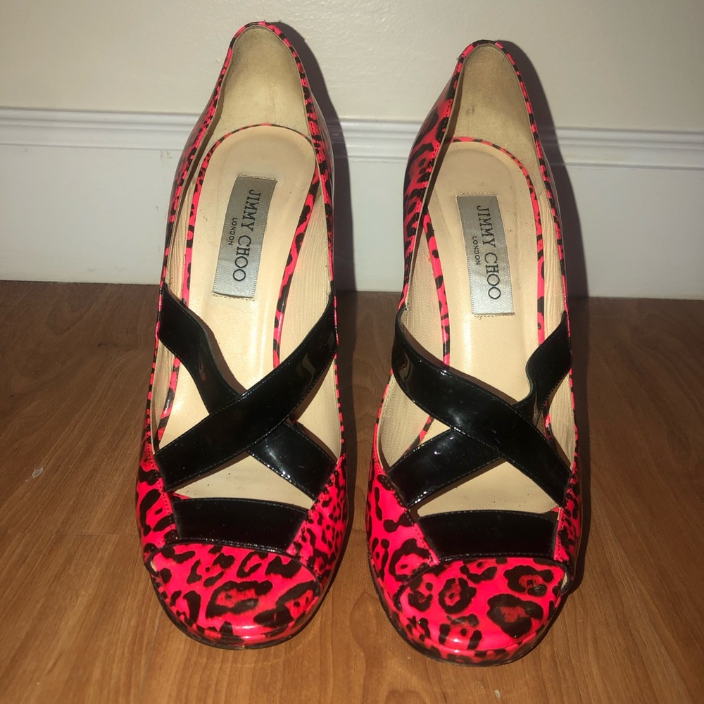 Jimmy Choo sexy leopard print open toes